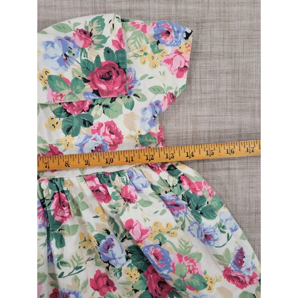 Vintage Limited Jeans Girls Floral‎ Rose Print Dress Peter Pan Collar 90s Cotton